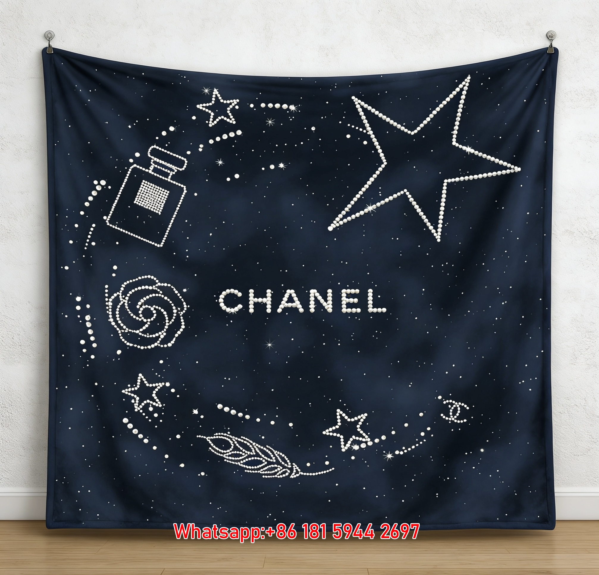 Chanel Pearl Starry Sky Flannel Throw Blanket IMG_7064